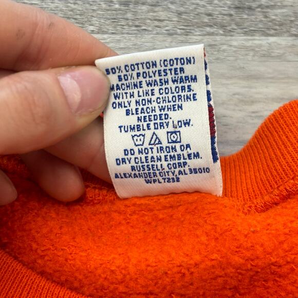 Vintage 90s Russell Athletic Tiger Cheerleader Orange Womens L Sweatshirt School - Picture 4 of 7